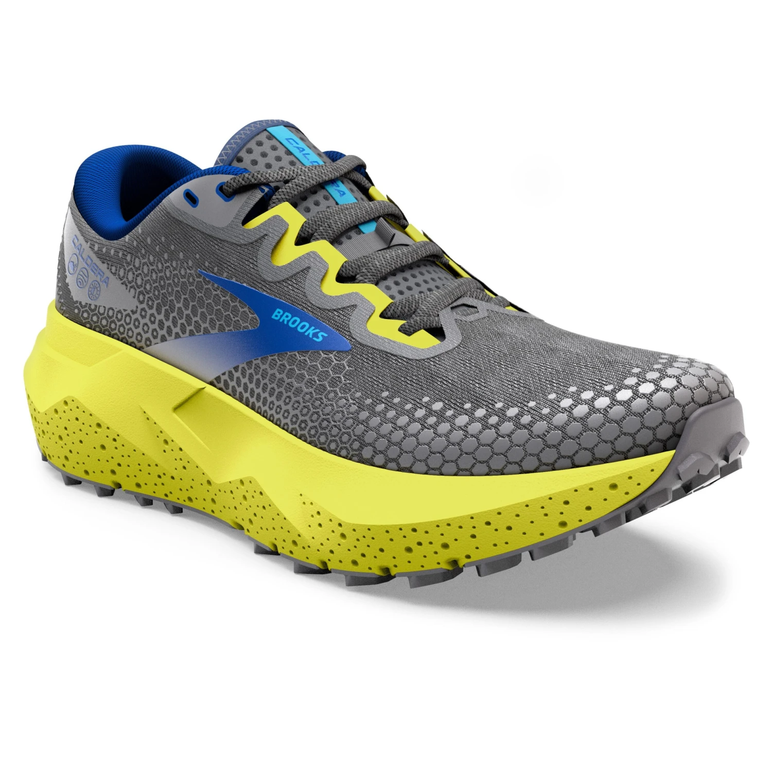Brooks Mens Caldera 6 - Gunmetal/Surf The Web/Sulphur - Trail 3 Brooks Mens Caldera 6 - Gunmetal/Surf The Web/Sulphur - Trail - Image 3