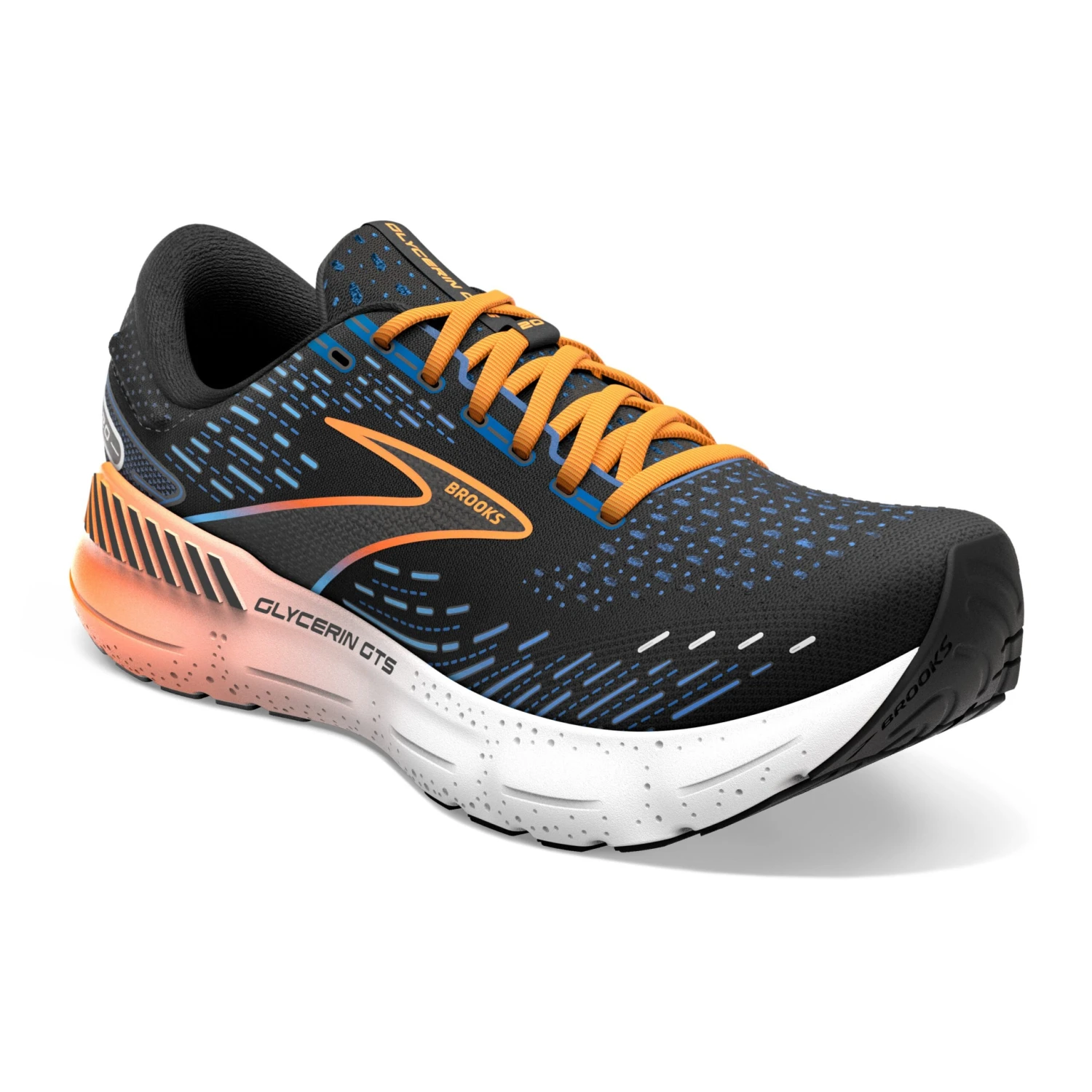 Brooks Mens Glycerin GTS 20 - Black/Classic Blue/Orange - Stability 3 Brooks Mens Glycerin GTS 20 - Black/Classic Blue/Orange - Stability - Image 3