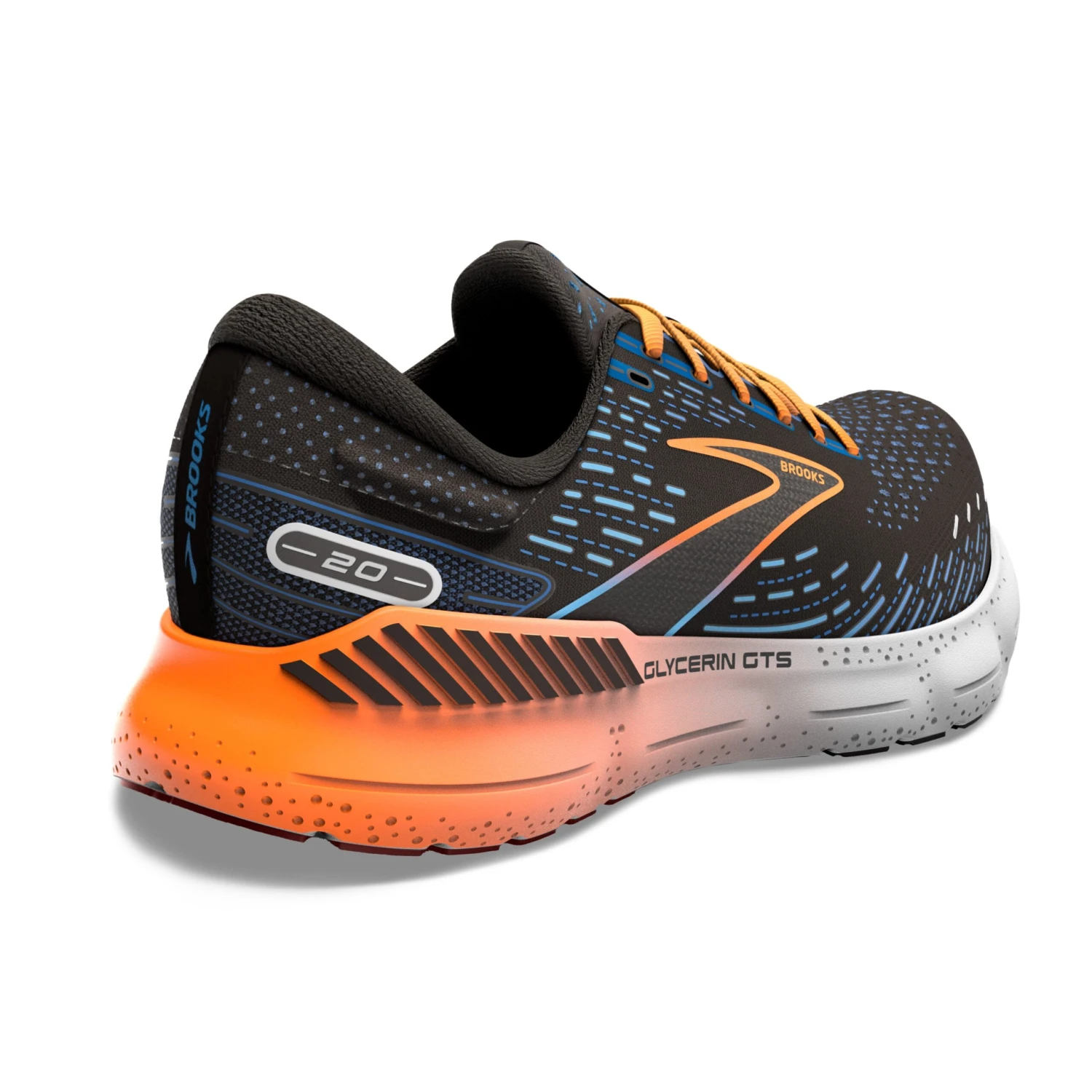 Brooks Mens Glycerin GTS 20 - Black/Classic Blue/Orange - Stability 4 Brooks Mens Glycerin GTS 20 - Black/Classic Blue/Orange - Stability - Image 4
