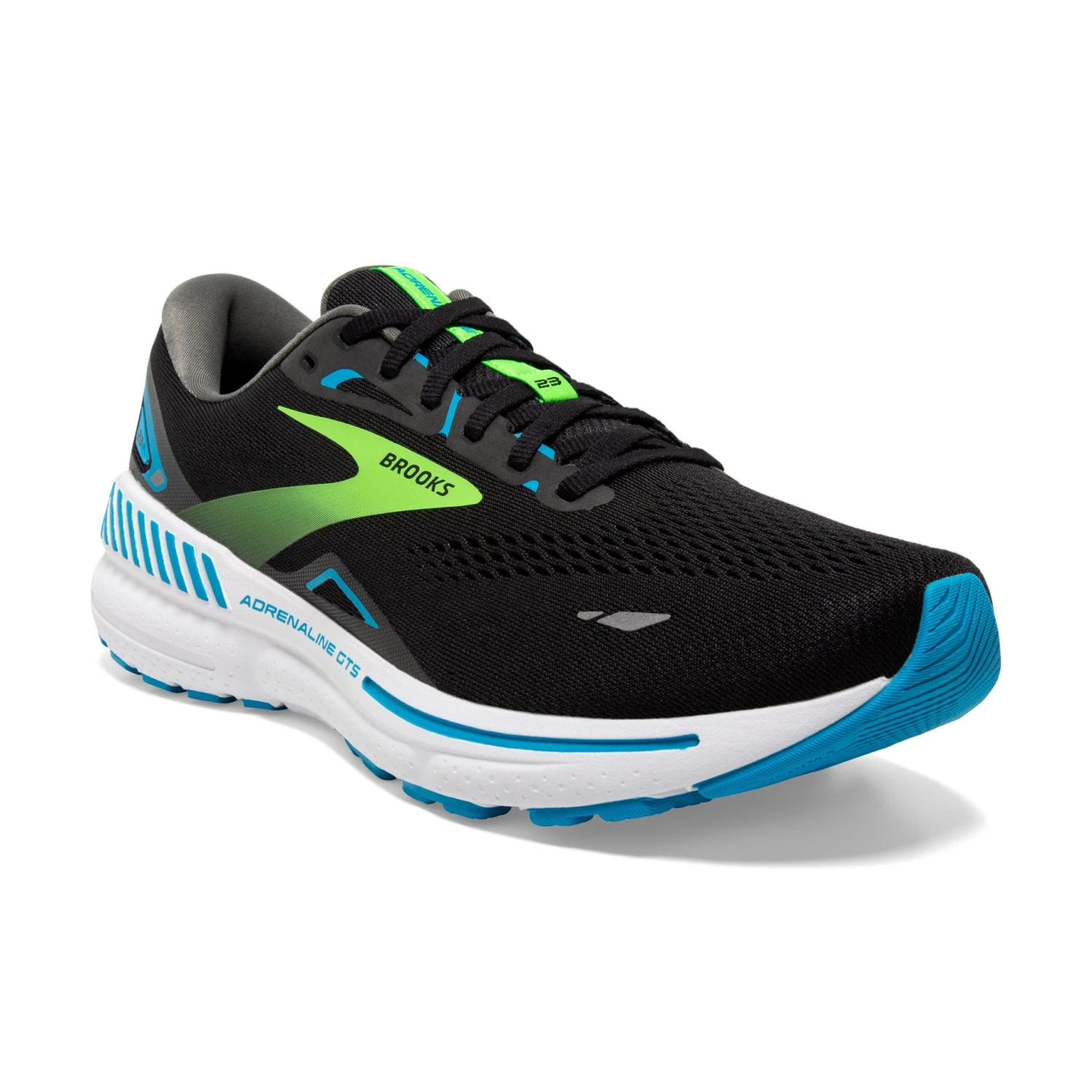 Brooks Mens Adrenaline GTS 23 Wide - 2E Width - Black/Hawaiian Ocean/Green - Stability 3 Brooks Mens Adrenaline GTS 23 Wide - 2E Width - Black/Hawaiian Ocean/Green - Stability - Image 3