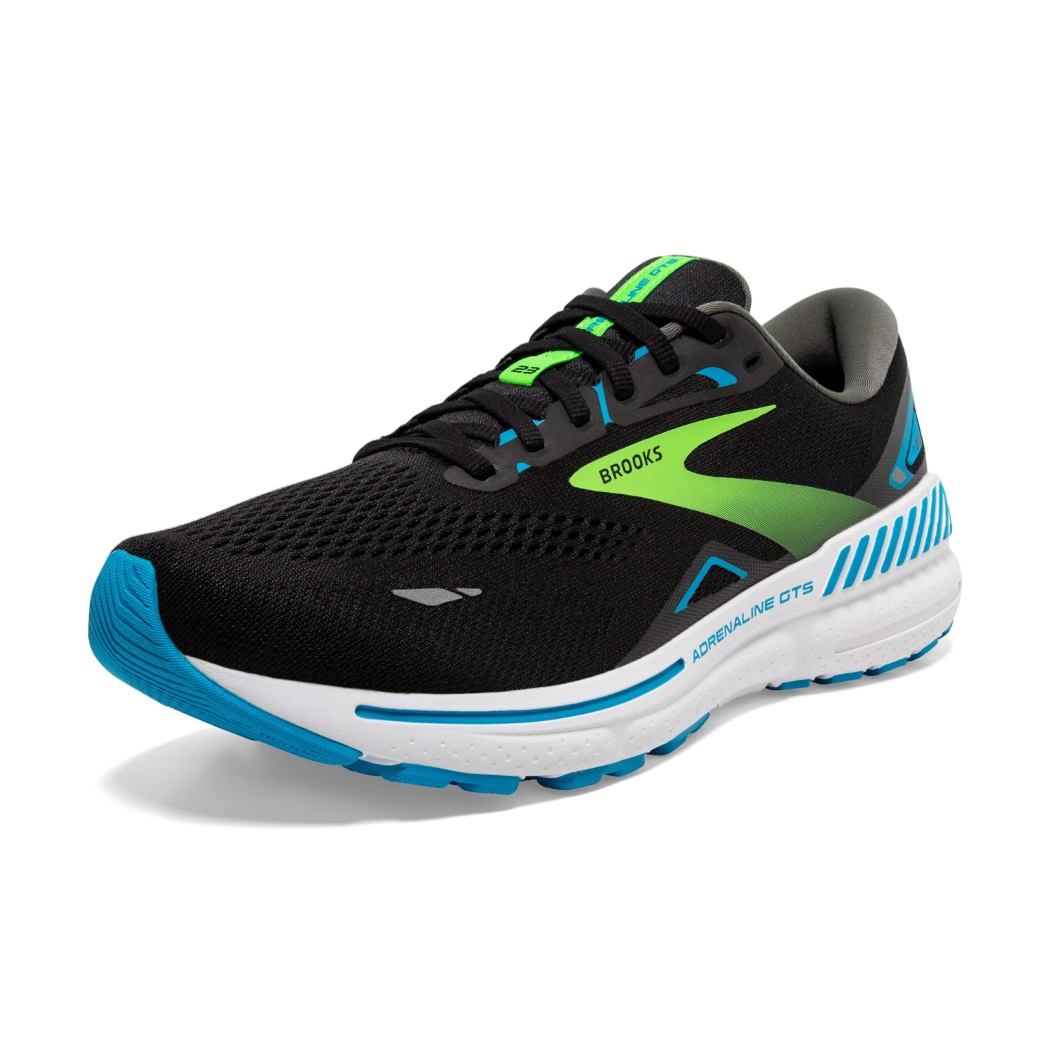 Brooks Mens Adrenaline GTS 23 Wide - 2E Width - Black/Hawaiian Ocean/Green - Stability 7 Brooks Mens Adrenaline GTS 23 Wide - 2E Width - Black/Hawaiian Ocean/Green - Stability - Image 7