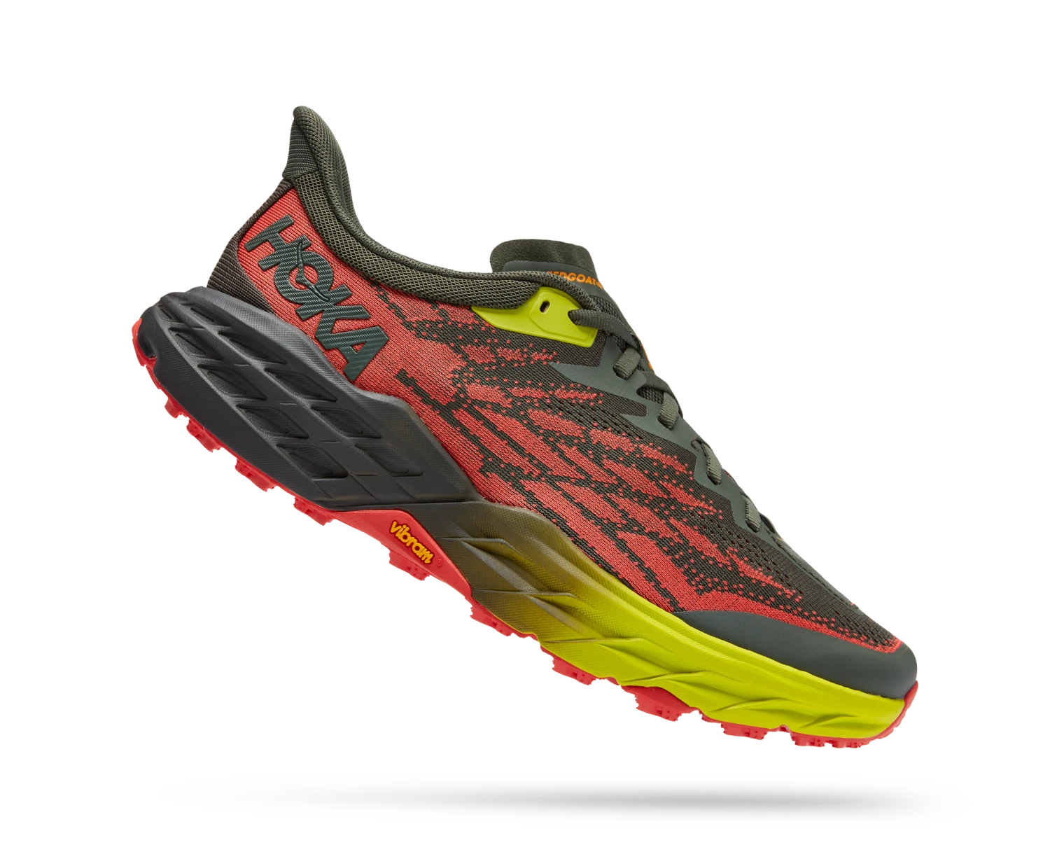 Hoka Mens Speedgoat 5 Wide - 2E Width - Thyme/Fiesta - Trail 3 Hoka Mens Speedgoat 5 Wide - 2E Width - Thyme/Fiesta - Trail - Image 3