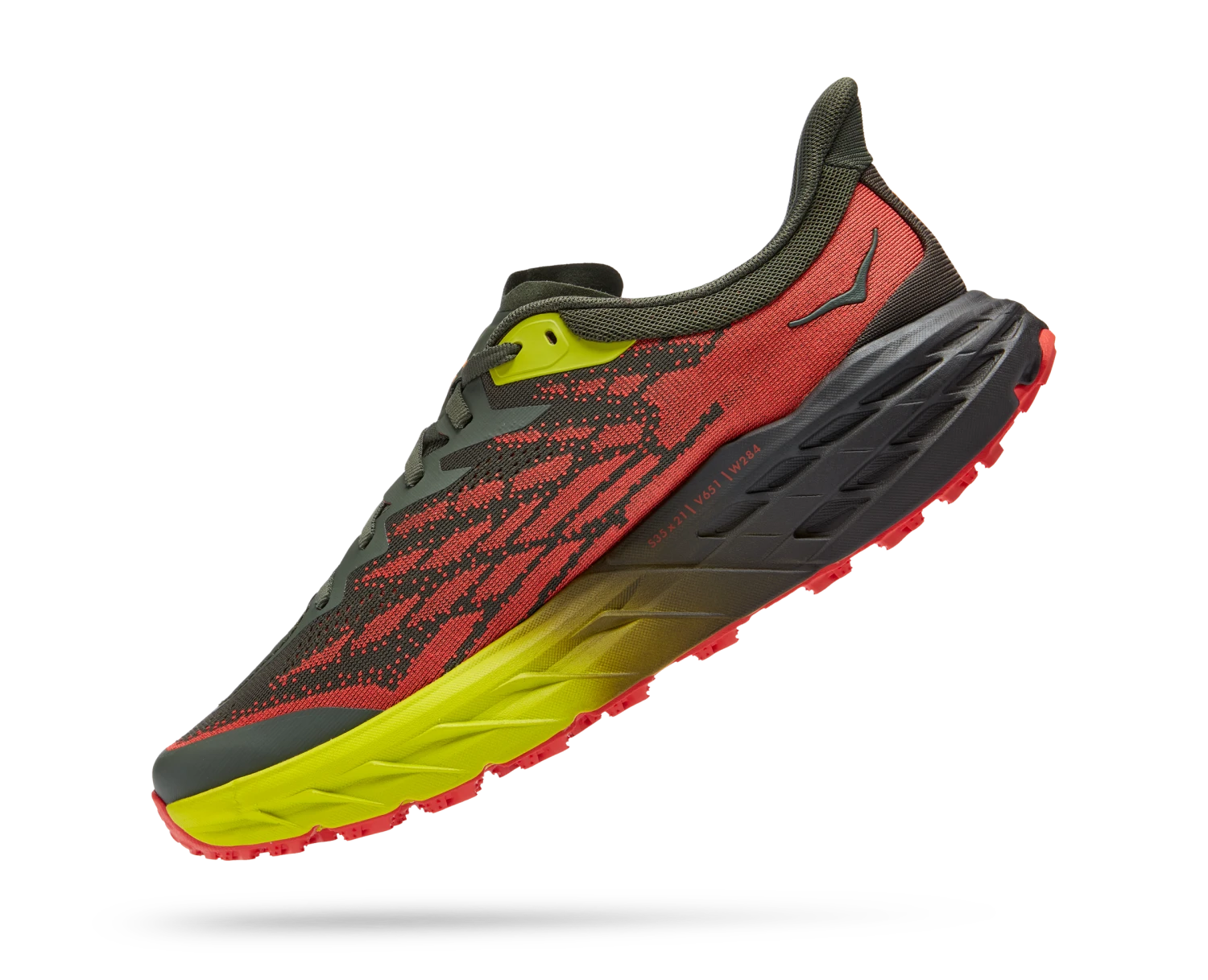 Hoka Mens Speedgoat 5 Wide - 2E Width - Thyme/Fiesta - Trail 6 Hoka Mens Speedgoat 5 Wide - 2E Width - Thyme/Fiesta - Trail - Image 6