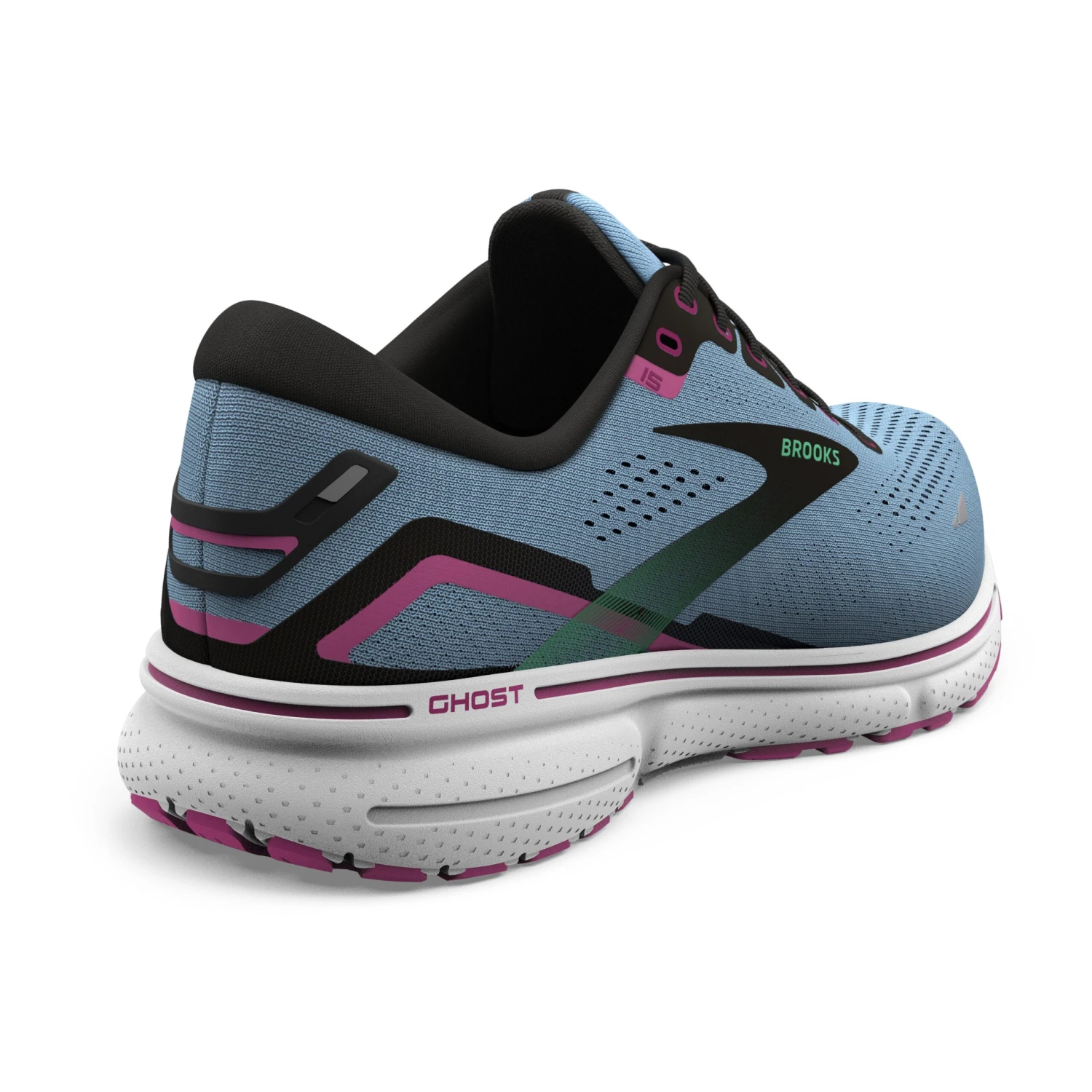Brooks Womens Ghost 15 - Blue Bell/Black/Pink - Neutral 4 Brooks Womens Ghost 15 - Blue Bell/Black/Pink - Neutral - Image 4