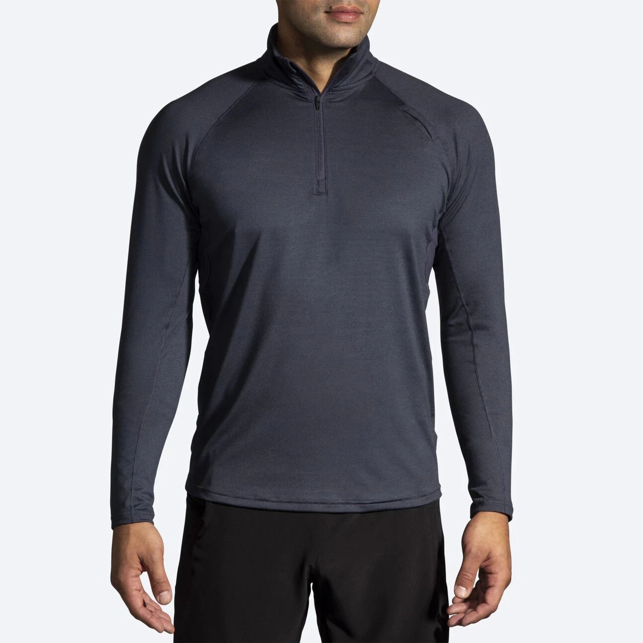 Brooks Mens Dash 1/2 Zip - Heather Concrete 3 Brooks Mens Dash 1/2 Zip - Heather Concrete - Image 3