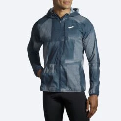 Brooks Mens Canopy Jacket - Indigo Rush Altitude Print 14 Brooks Mens Canopy Jacket - Indigo Rush Altitude Print -Sportswear 211385 406 ma canopy jacket mens running jacket