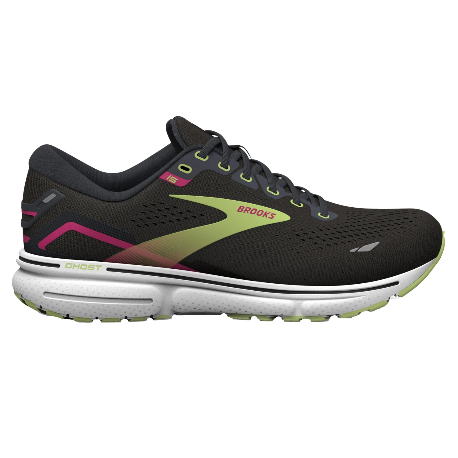 Brooks Womens Ghost 15 - Black/Ebony/Sharp Green - Neutral 1 Brooks Womens Ghost 15 - Black/Ebony/Sharp Green - Neutral
