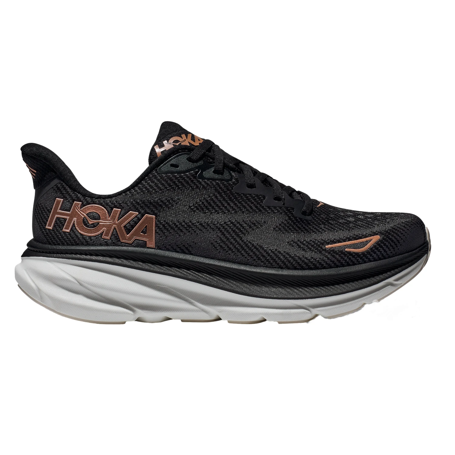 Hoka Womens Clifton 9 - Black/Rose Gold - Neutral 1 Hoka Womens Clifton 9 - Black/Rose Gold - Neutral