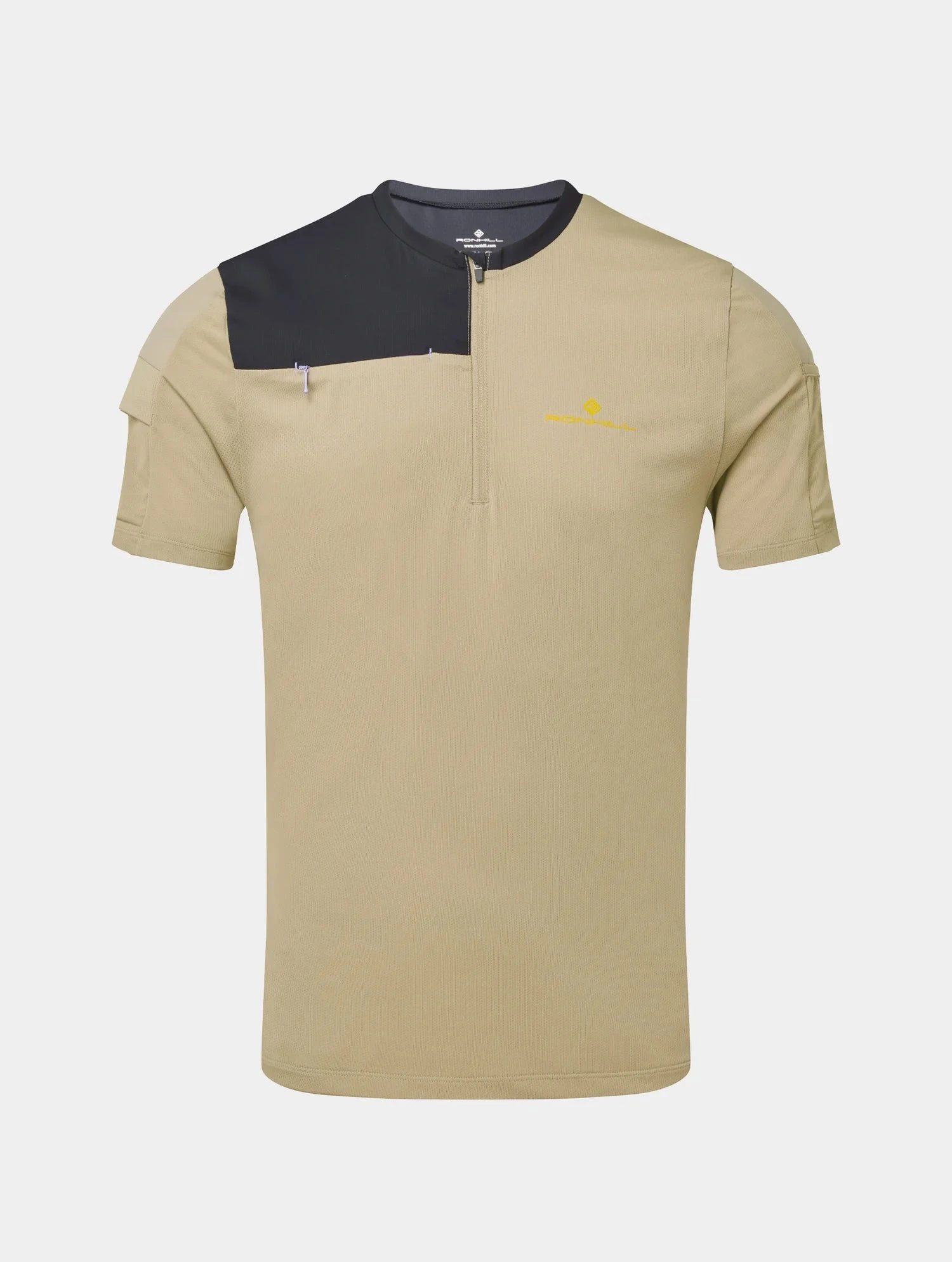 RonHill Mens Tech Ultra 1/2 Zip Tee - Latte/Black - Image 3