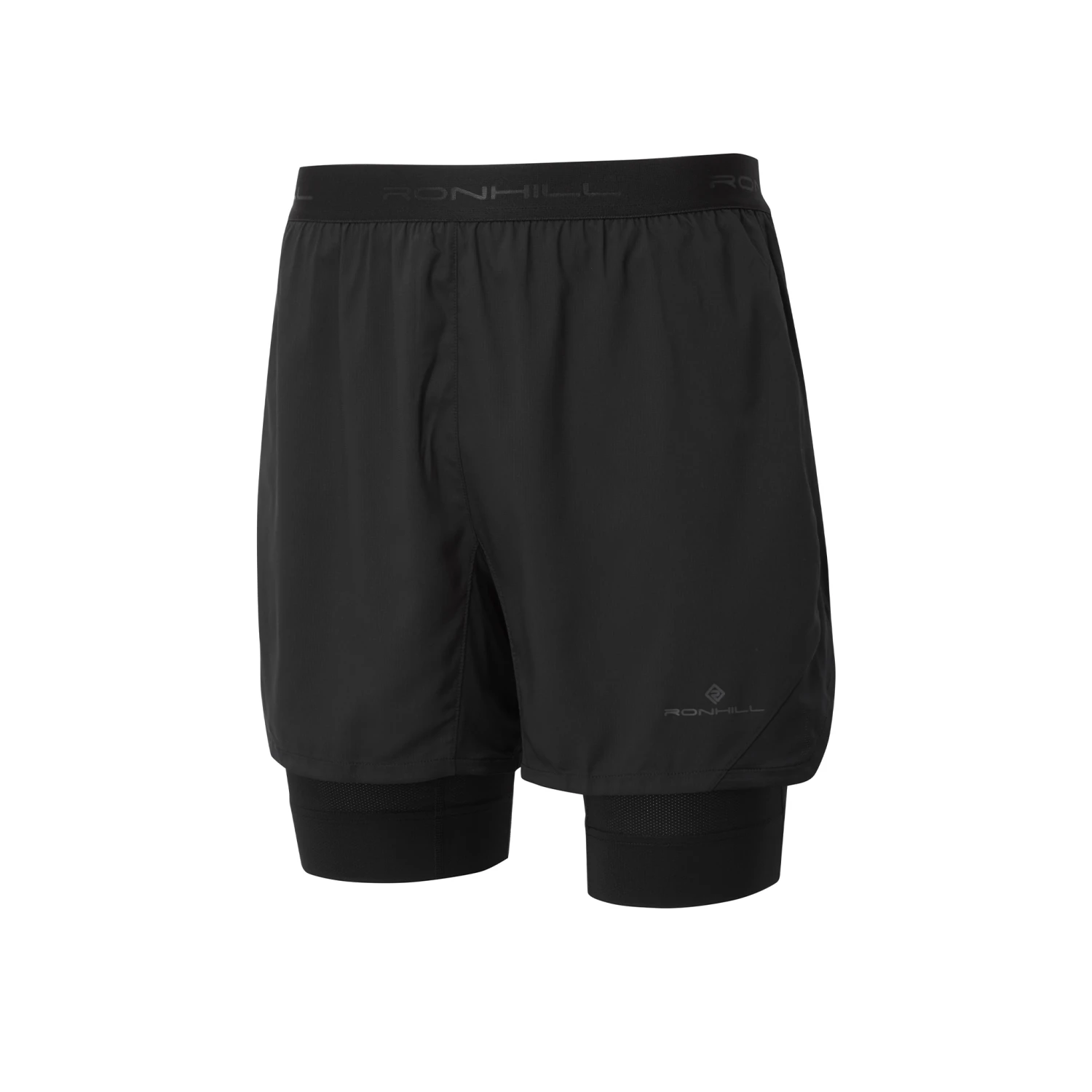 RonHill Mens Tech Revive 5" Twin Short - All Black 1 RonHill Mens Tech Revive 5" Twin Short - All Black