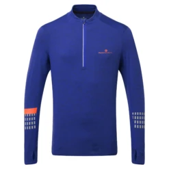 RonHill Mens Tech Afterhours 1/2 Zip Tee - Cobalt Marl/Flame/Reflect