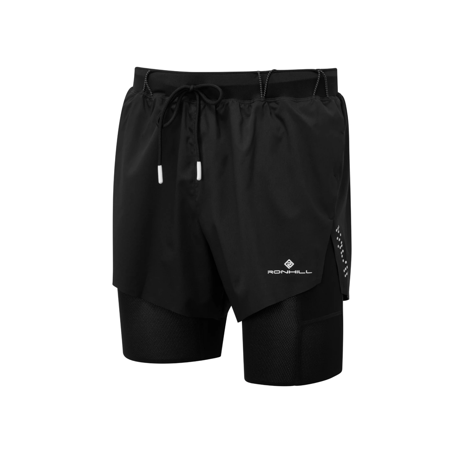 RonHill Mens Tech Distance Twin Short - All Black 1 RonHill Mens Tech Distance Twin Short - All Black