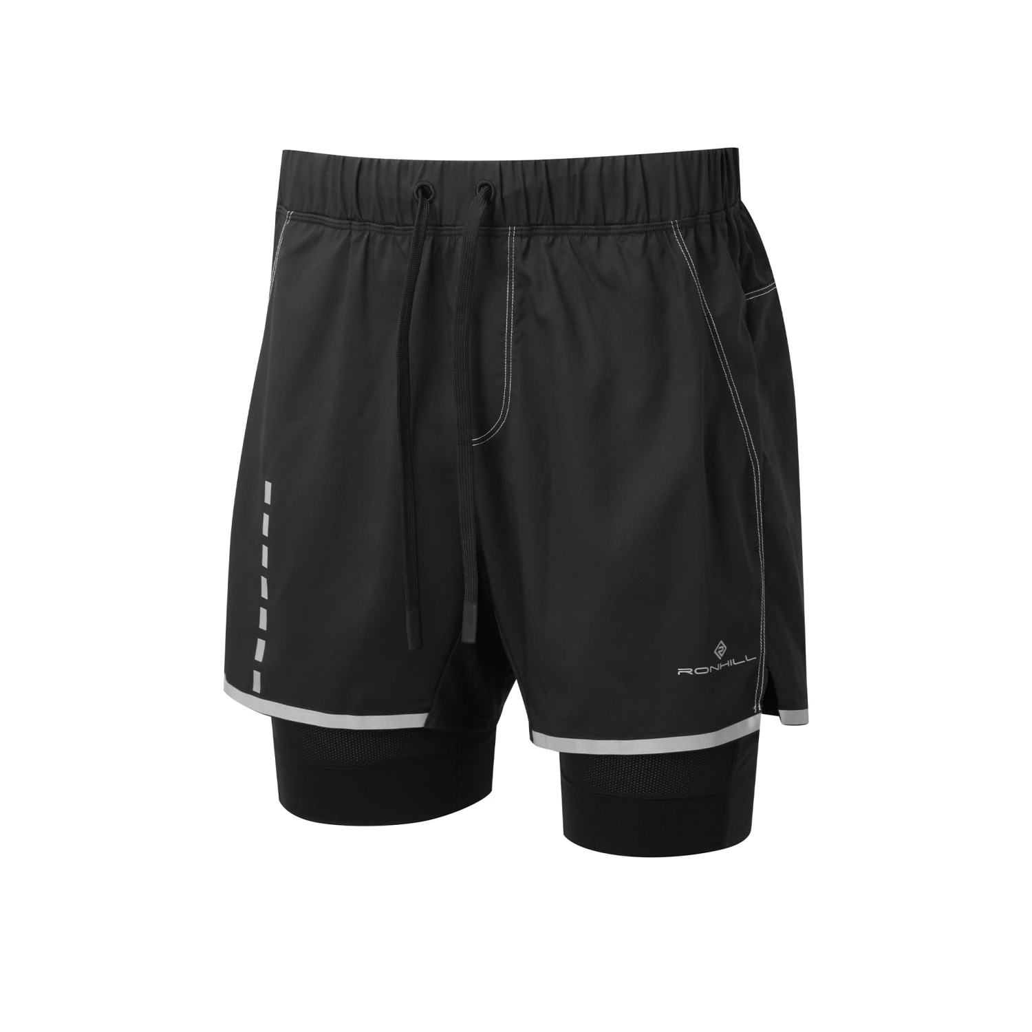 RonHill Mens Tech Afterhours Twin Short - All Black 1 RonHill Mens Tech Afterhours Twin Short - All Black