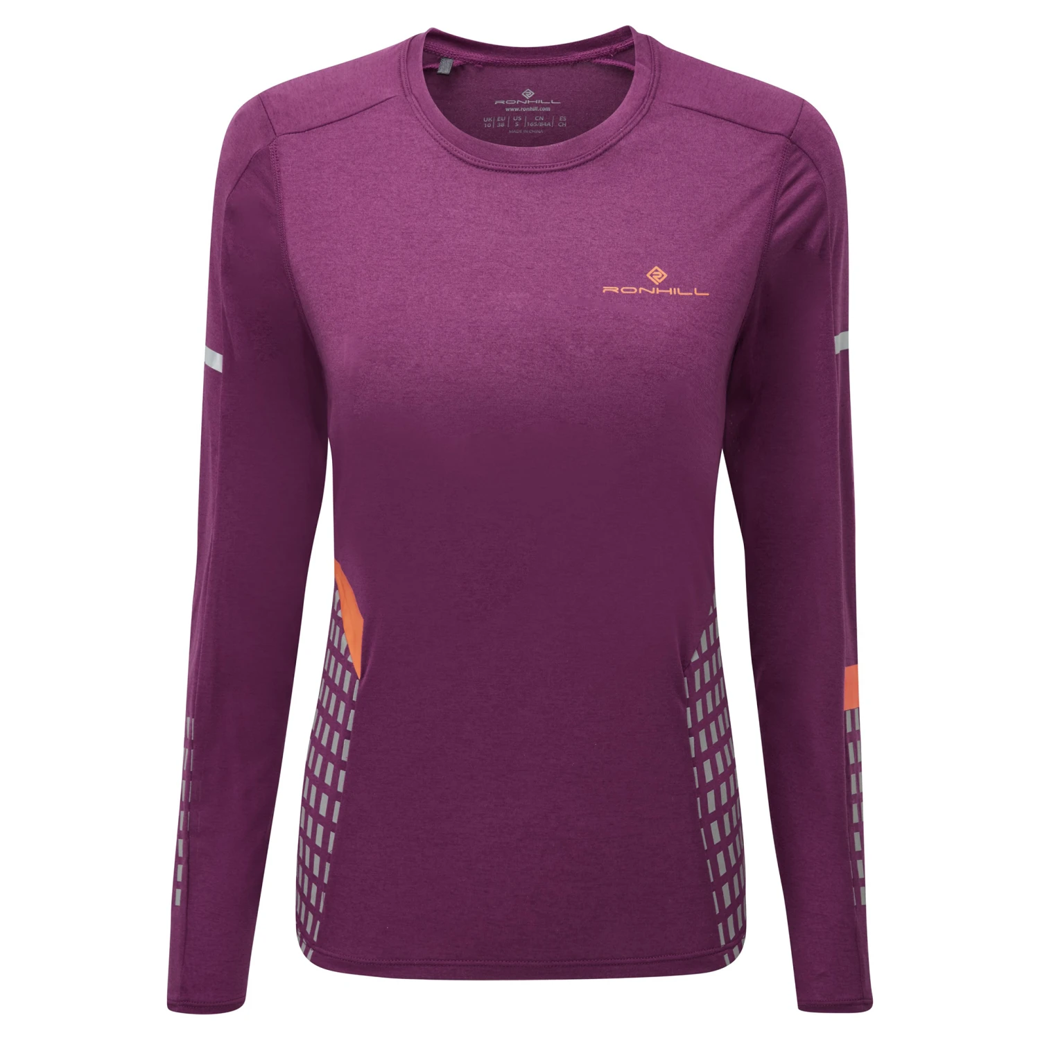 RonHill Womens Tech Afterhours L/S Tee - Grape/Mango/Reflect 1 RonHill Womens Tech Afterhours L/S Tee - Grape/Mango/Reflect
