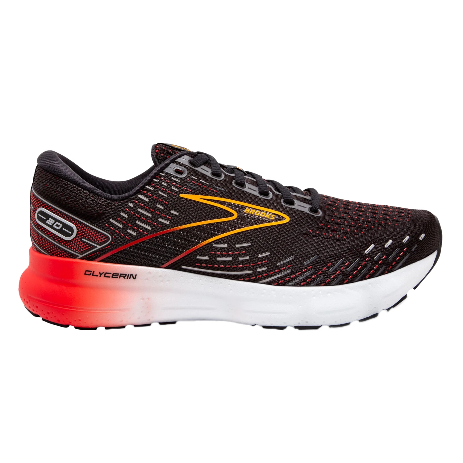 Brooks Mens Glycerin 20 - Black/Blackened Pearl/Fiery Red - Neutral 1 Brooks Mens Glycerin 20 - Black/Blackened Pearl/Fiery Red - Neutral