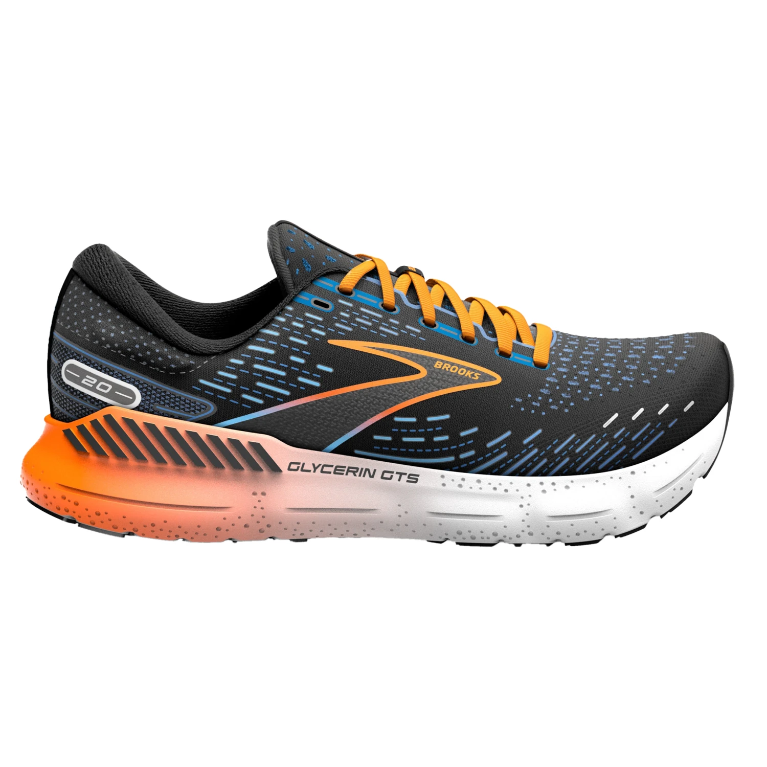 Brooks Mens Glycerin GTS 20 - Black/Classic Blue/Orange - Stability 1 Brooks Mens Glycerin GTS 20 - Black/Classic Blue/Orange - Stability