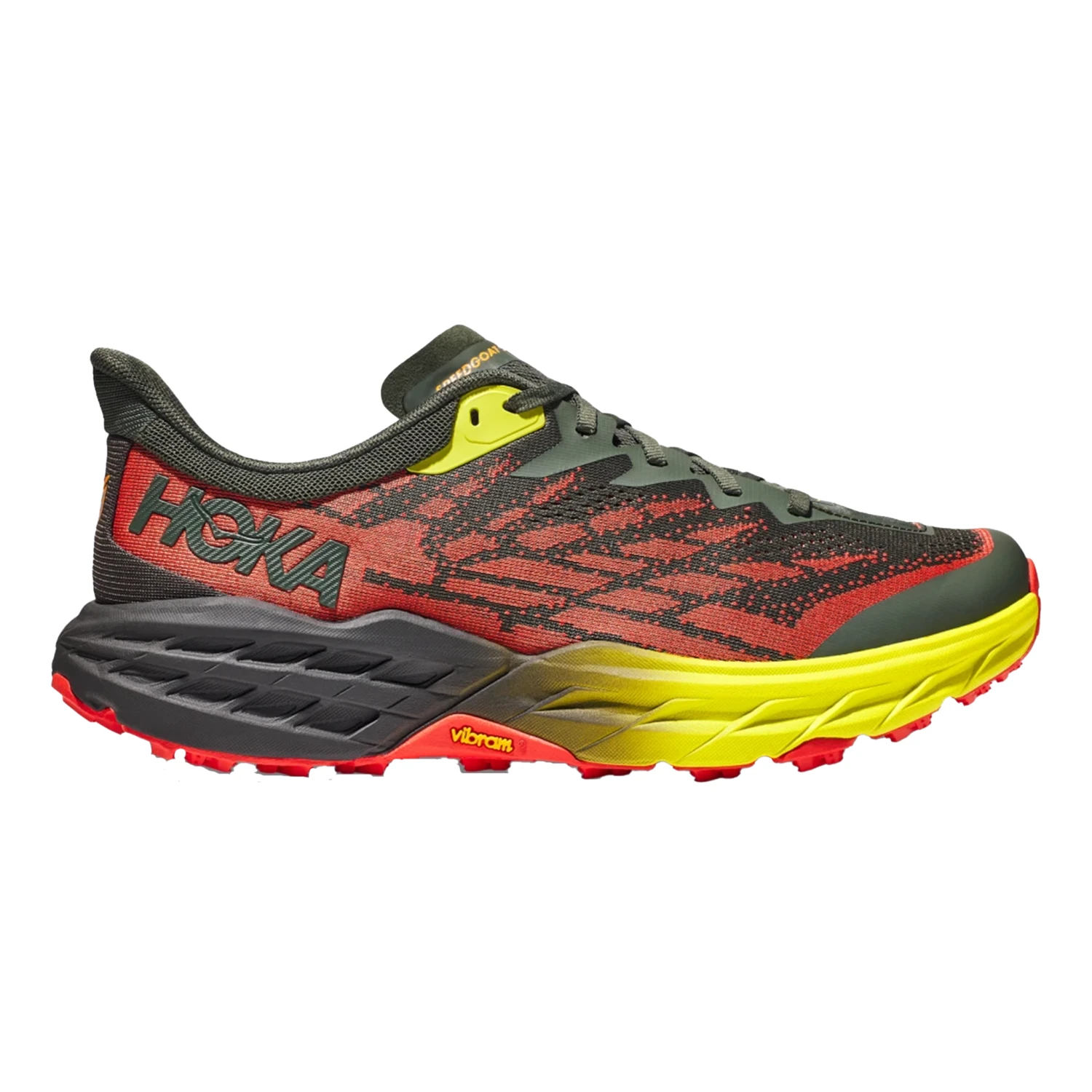 Hoka Mens Speedgoat 5 Wide - 2E Width - Thyme/Fiesta - Trail 1 Hoka Mens Speedgoat 5 Wide - 2E Width - Thyme/Fiesta - Trail